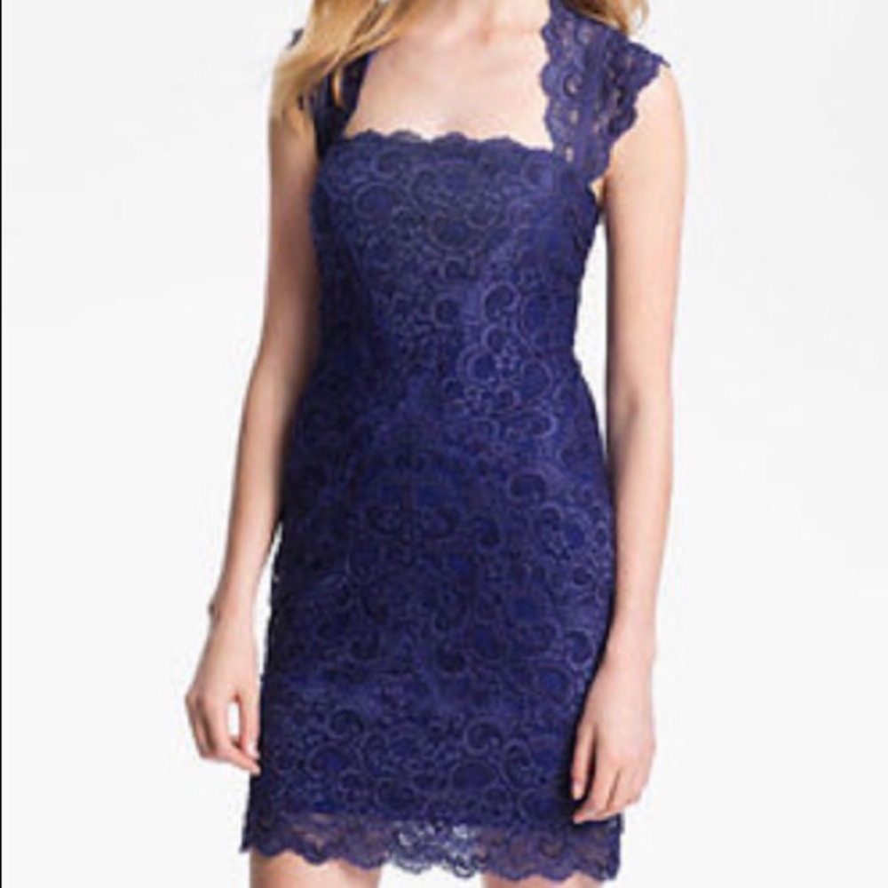 Nicole Miller purple lace cocktail dress